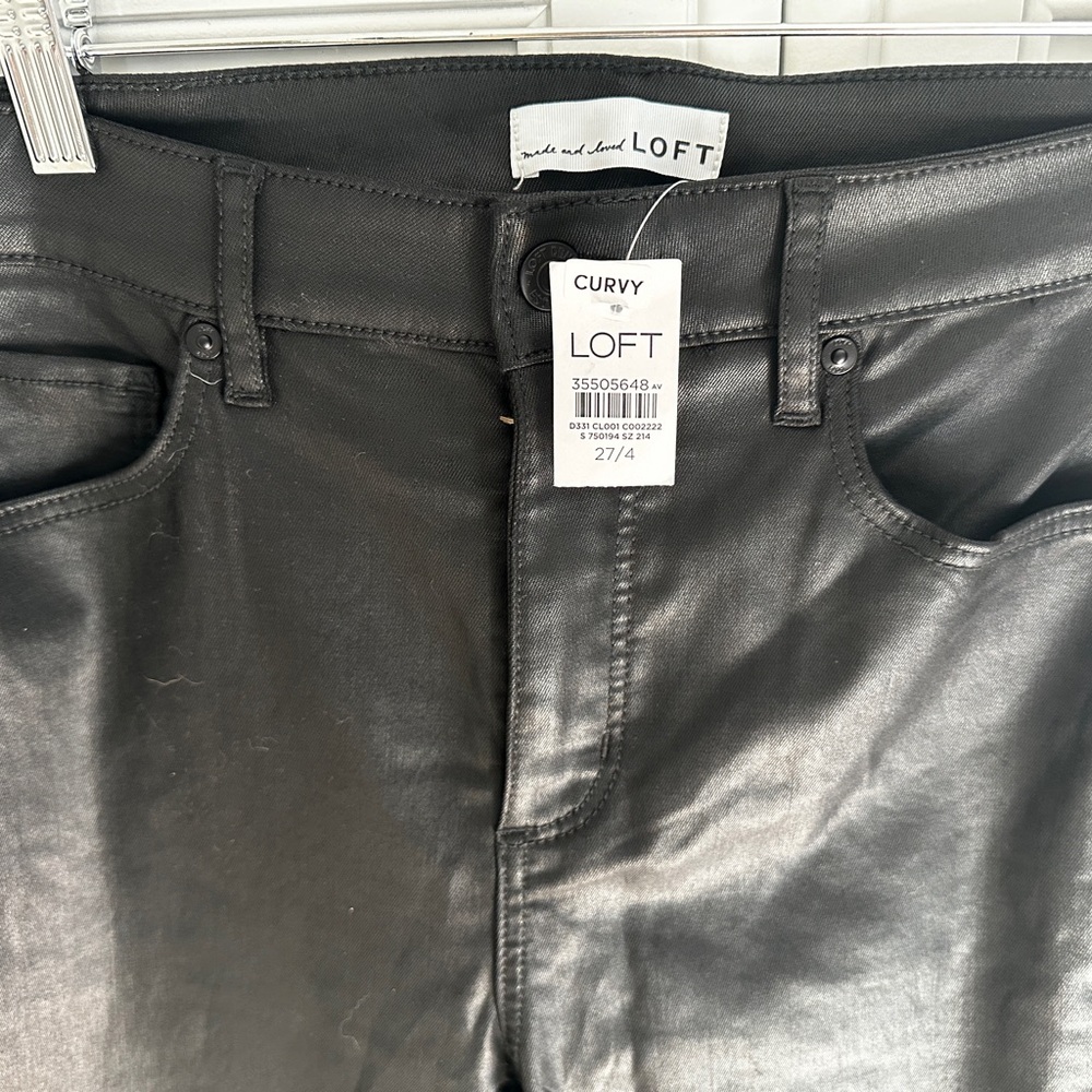 LOFT Shiny Black Curvy Pants